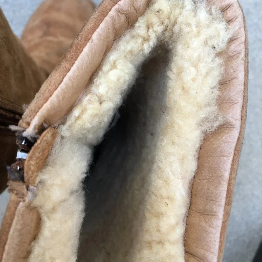 UGG Australia Kenly Tall Boots 6 W Brown Chocolate Leather Shearling 1890 Shoes‌